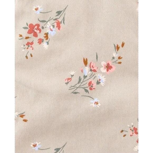 NWT Oshkosh B'Gosh Toddler Girls Beige Floral Print Overalls One Piece Sz 24 Mos - Picture 3 of 5